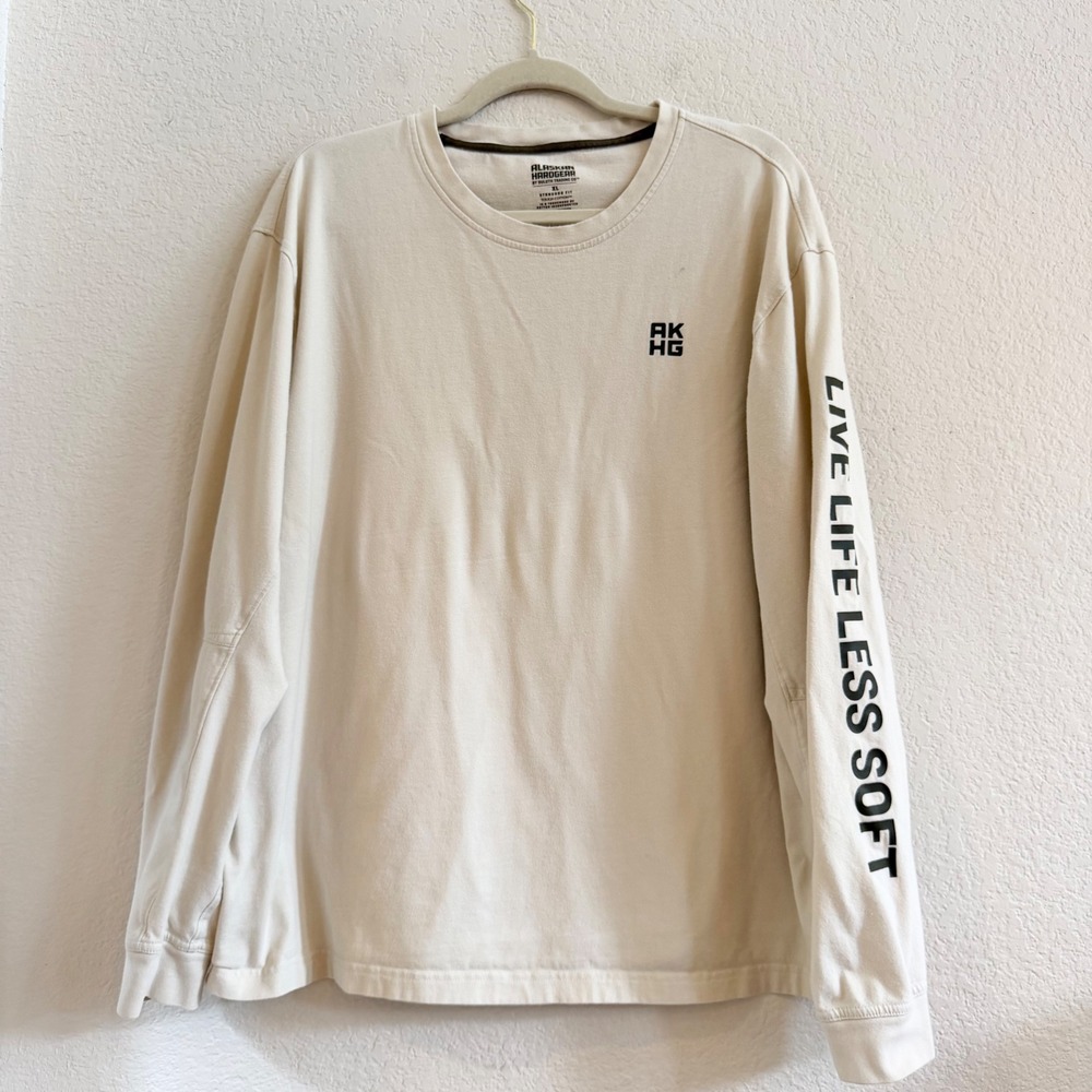 Alaskan‎ Hardgear Duluth Mens XL Cream Long Sleeve Tough Cotton Graphic T-Shirt